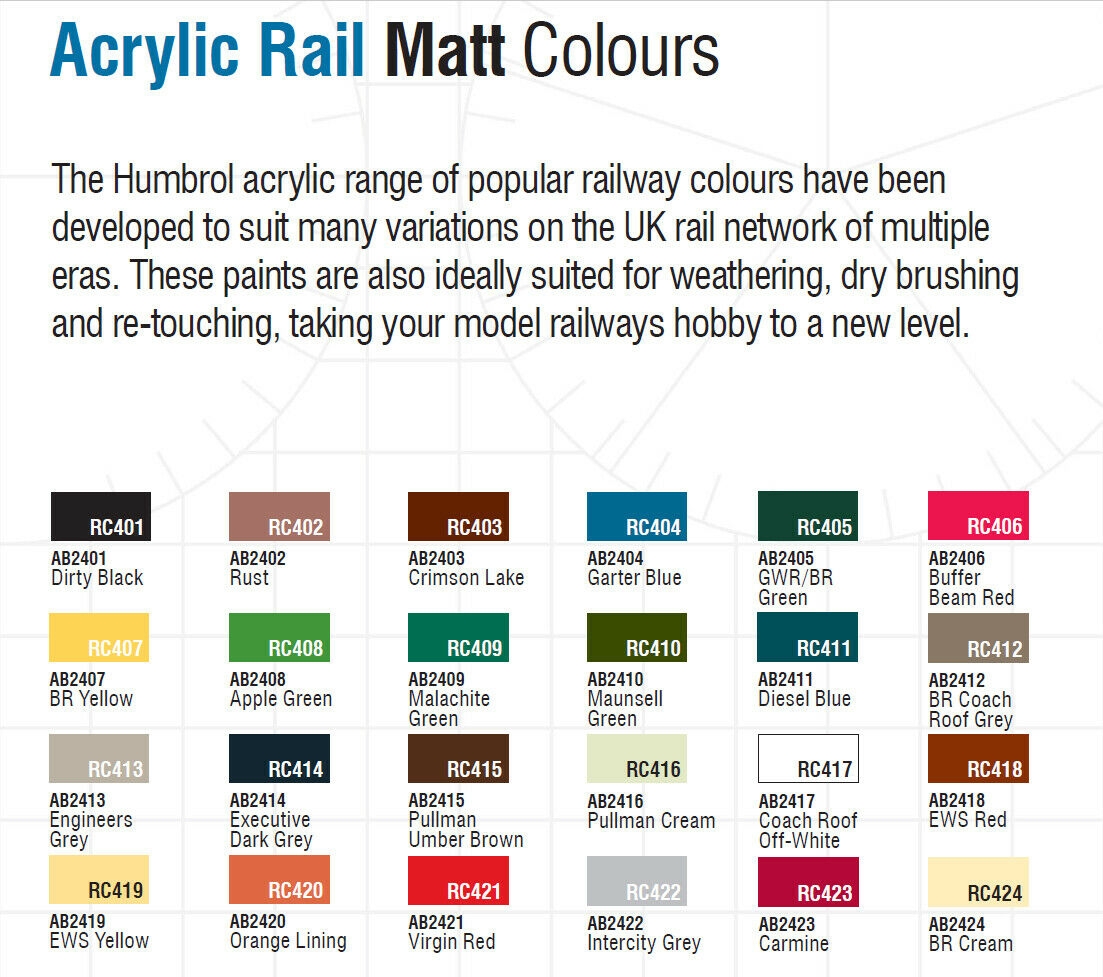 humbrol acrylic rail colours